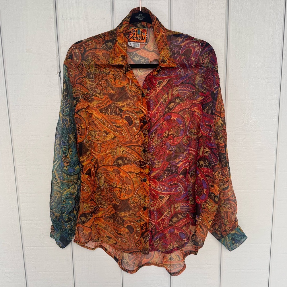 Vintage Sebatu Sheer Button Down Blouse